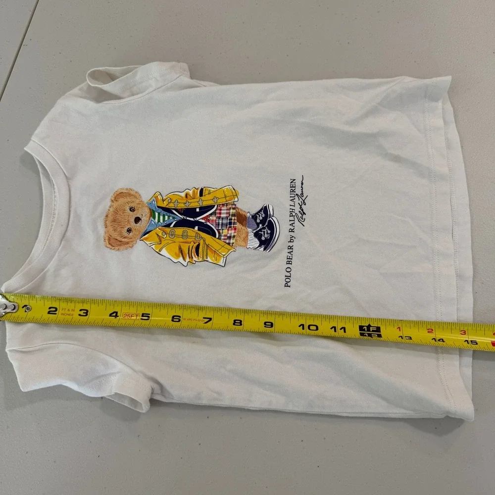Polo Ralph Lauren Girls Cream Polo Raincoat‎ Bear Graphic T-Shirt Size 4T